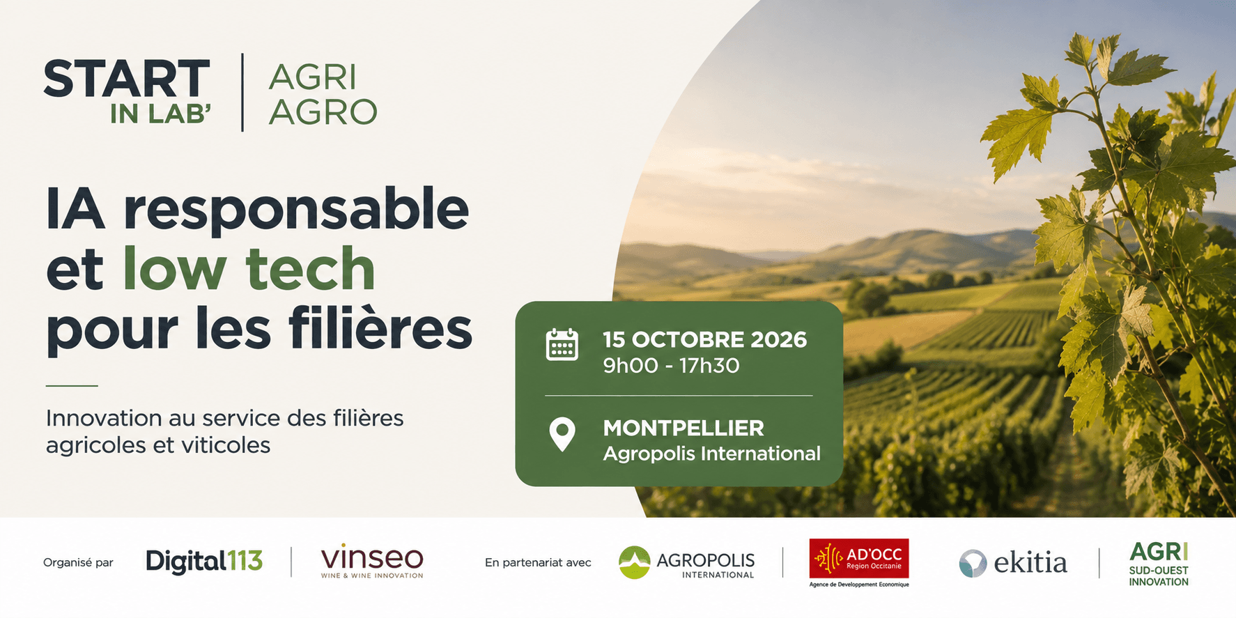 Start In Lab' Agri Agro : IA responsable et low tech pour les filières